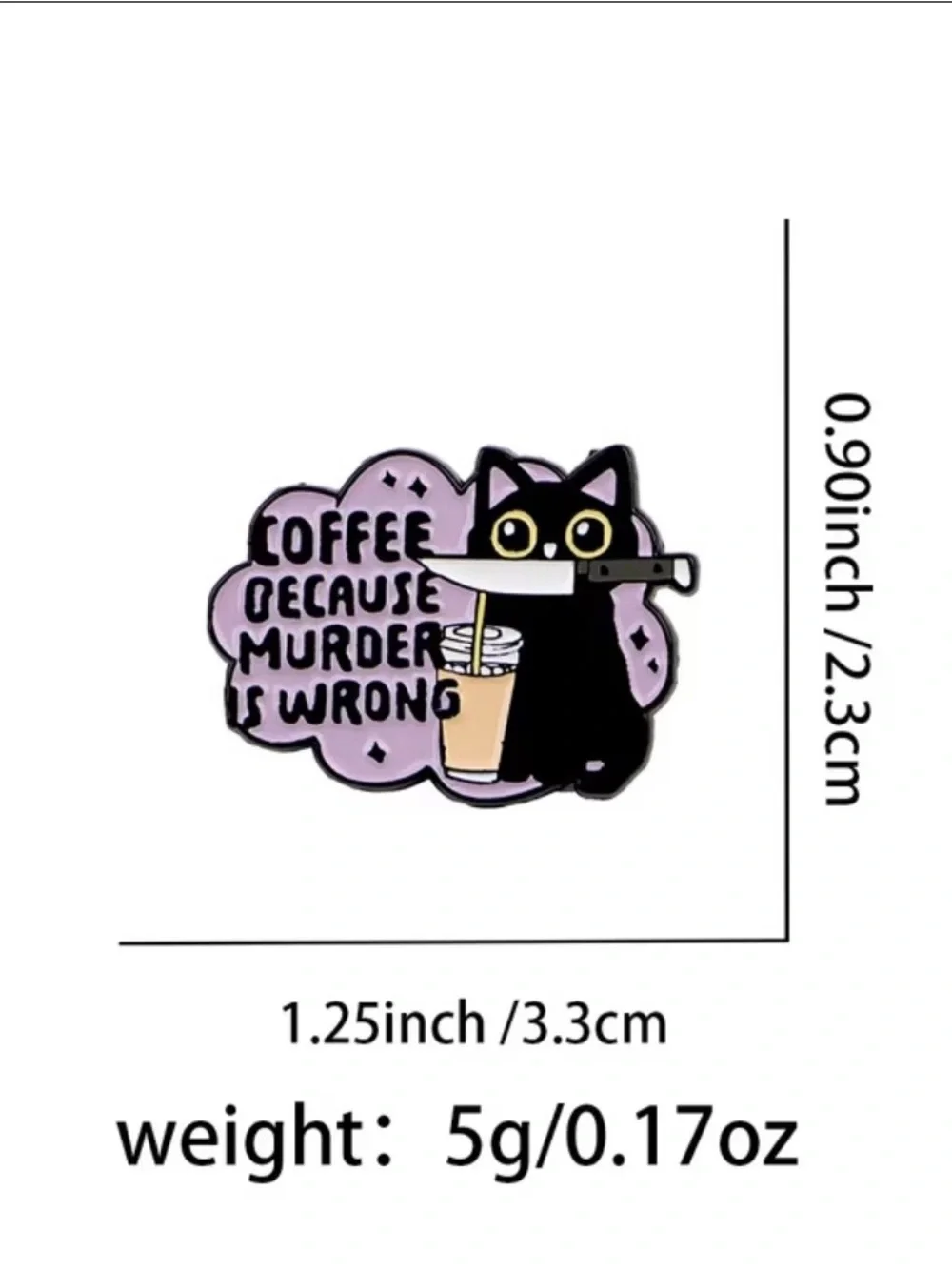 Black Cat Coffee Enamel Pin - Picture 4 of 4